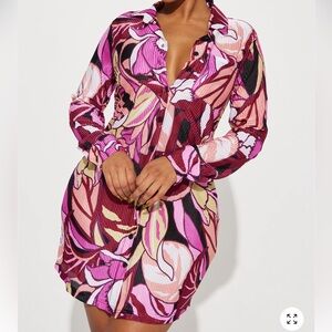 Fashion Nova Pink and Purple Floral Dress